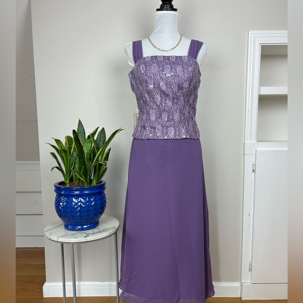 NWT Lilac Purple Lace Sequin Gown Evening Occasion Party Wedding Prom Dress